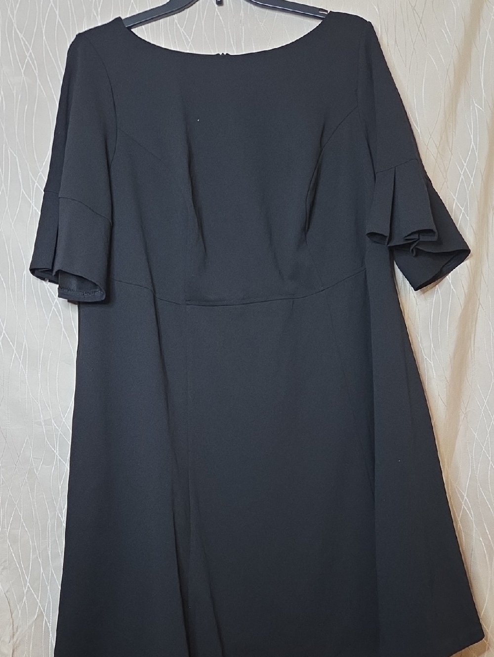 Jessica Howard Black Midi A-Line‎ Dress with Ruffle Short Sleeves